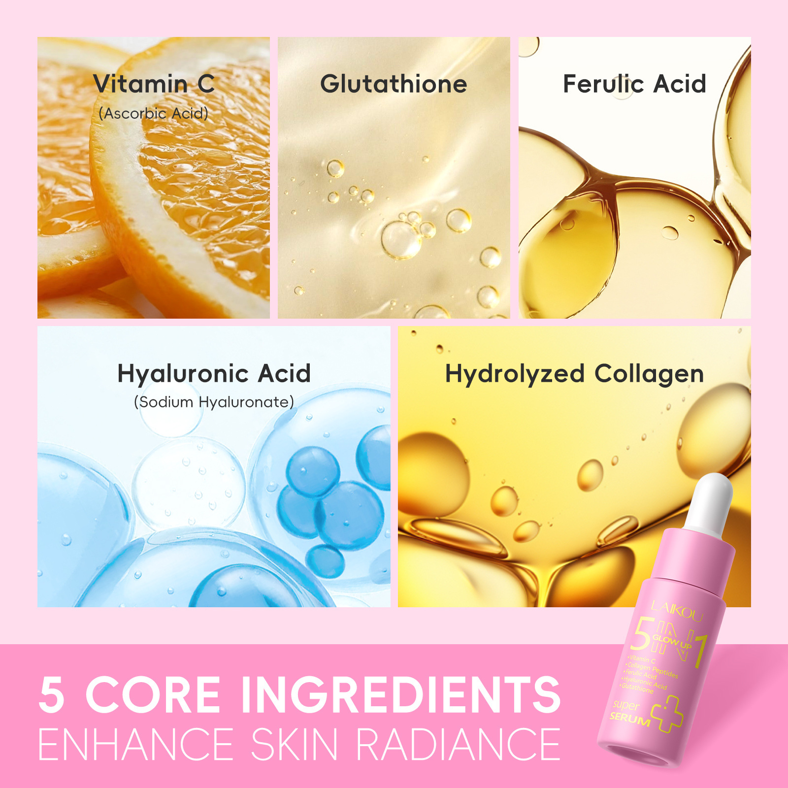 LAIKOU 5 in 1 Brightening Esse - Ferulic Acid Serum ulasan dan harga