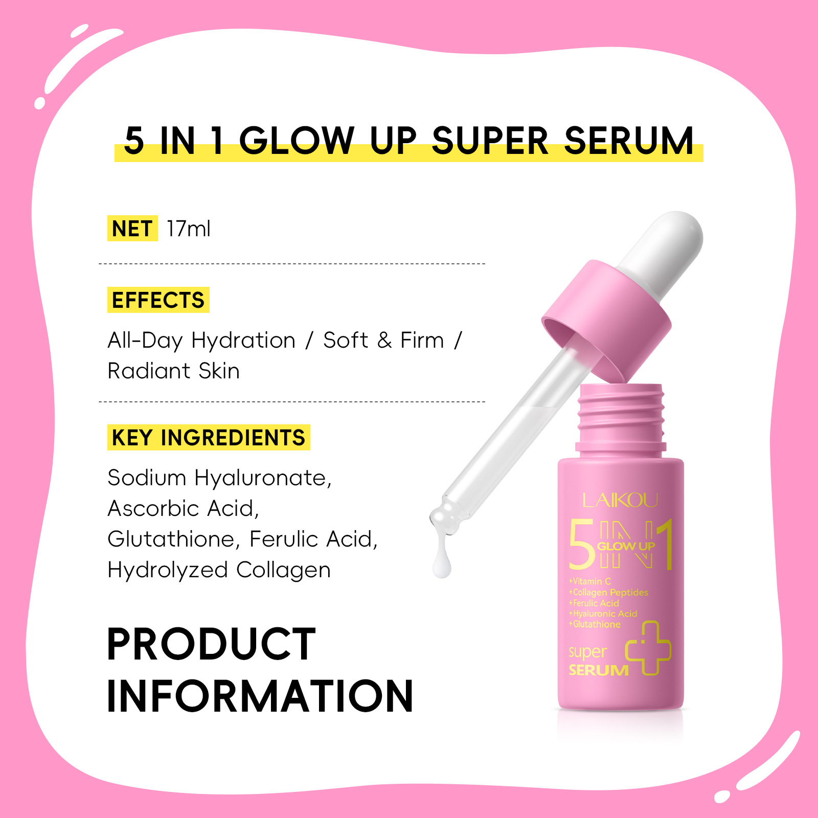LAIKOU 17ml Multi Peptide Face - Ferulic Acid Serum ulasan dan harga